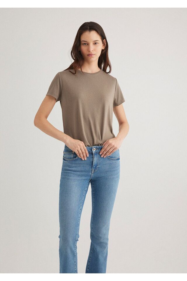 MAVİ KADIN KISA KOLLU PENYE UST   Mantar Kahve 1612693-83866