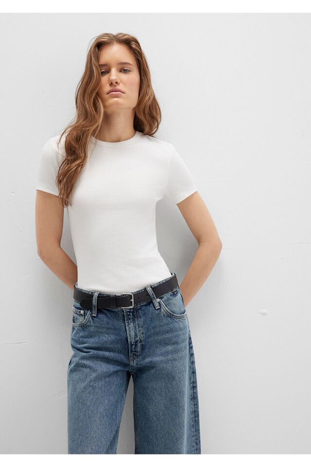 MAVİ KADIN KISA KOLLU BASİC Kırık Beyaz 1613081-70057