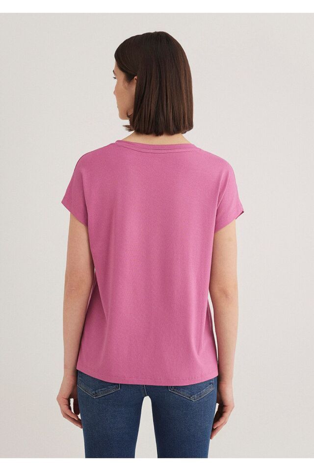 MAVİ KADIN BASIC V YAKA PENYE Menekşe Pembesi 167714-70955