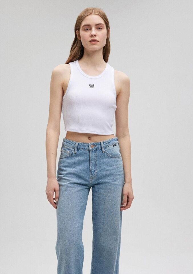 MAVİ KADIN BASKILI CROP PENYE Beyaz 1612333-620