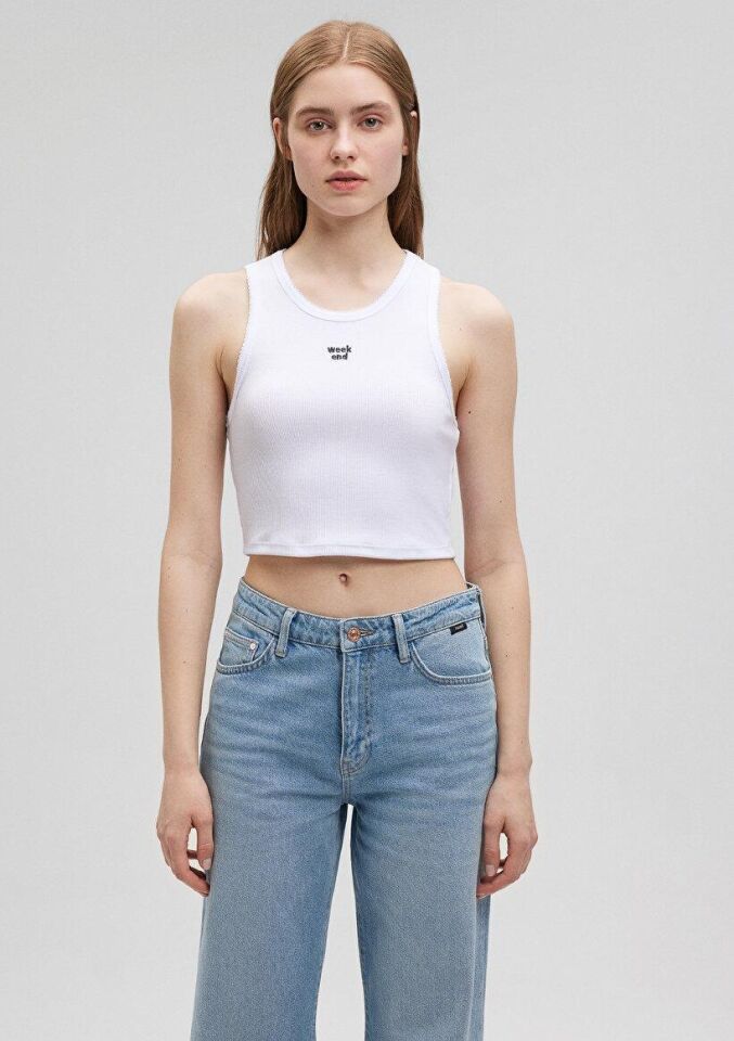 MAVİ KADIN BASKILI CROP PENYE Beyaz 1612333-620
