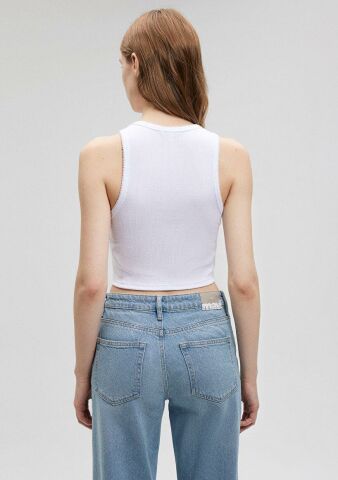 MAVİ KADIN BASKILI CROP PENYE Beyaz 1612333-620
