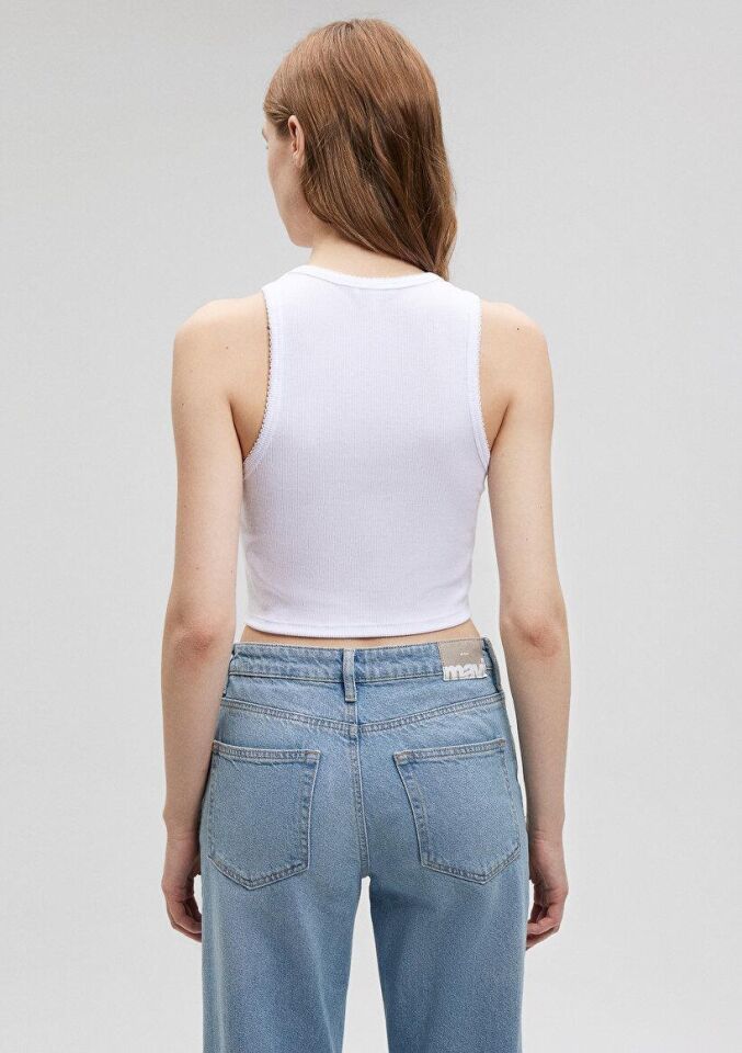 MAVİ KADIN BASKILI CROP PENYE Beyaz 1612333-620