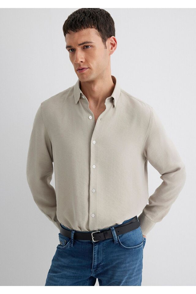 MAVİ ERKEK UZUN KOL GÖMLEK Pus Gri 0211386-70100