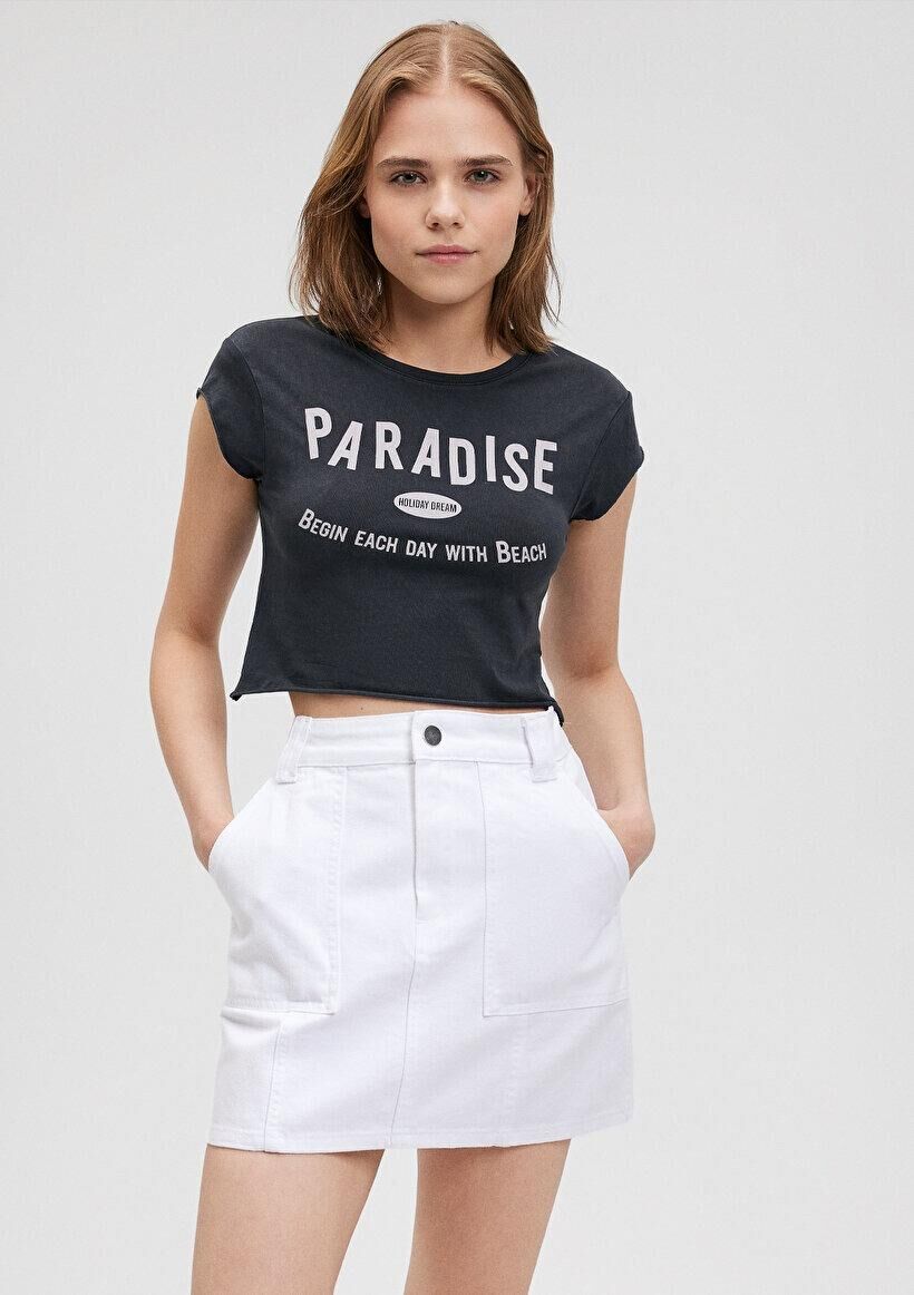 MAVİ KADIN BASKILI ATLET Kömür 1612328-70087