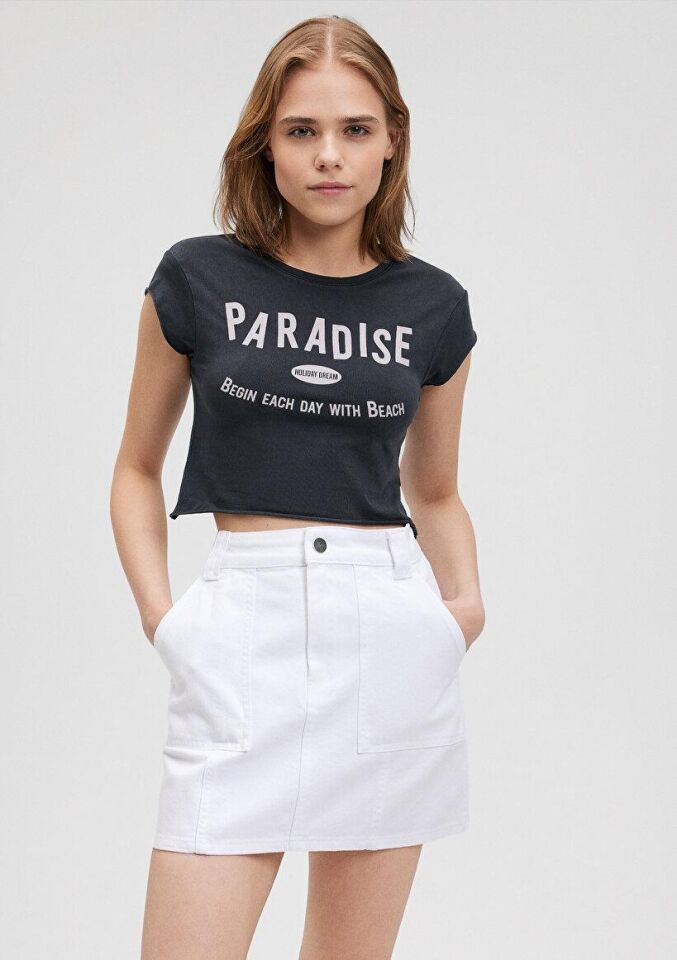 MAVİ KADIN BASKILI ATLET Kömür 1612328-70087