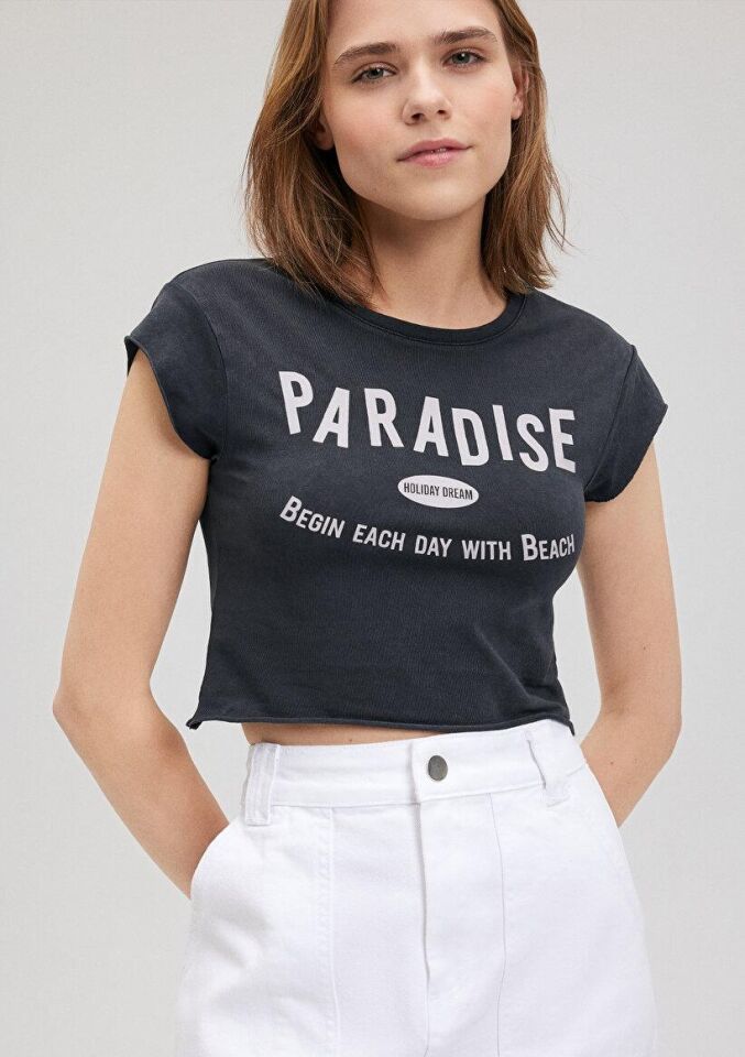 MAVİ KADIN BASKILI ATLET Kömür 1612328-70087