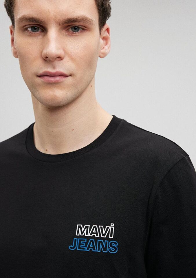 MAVİ ERKEK MAVİ BASKILI TİŞÖRT   Siyah 066841-900