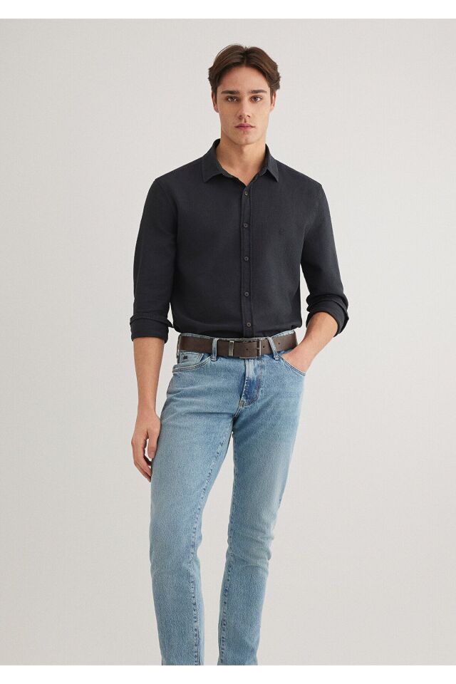 MAVİ ERKEK UZUN KOL GÖMLEK Kömür 0211461-70087