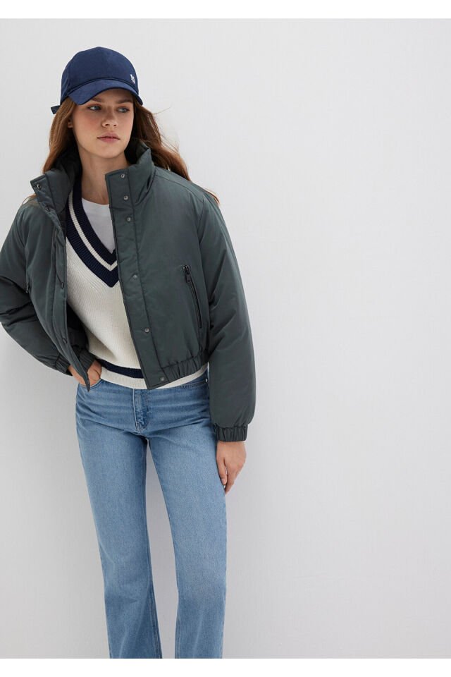 MAVİ KADIN BASKILI CEKET Yosun Yeşili 1110269-71598