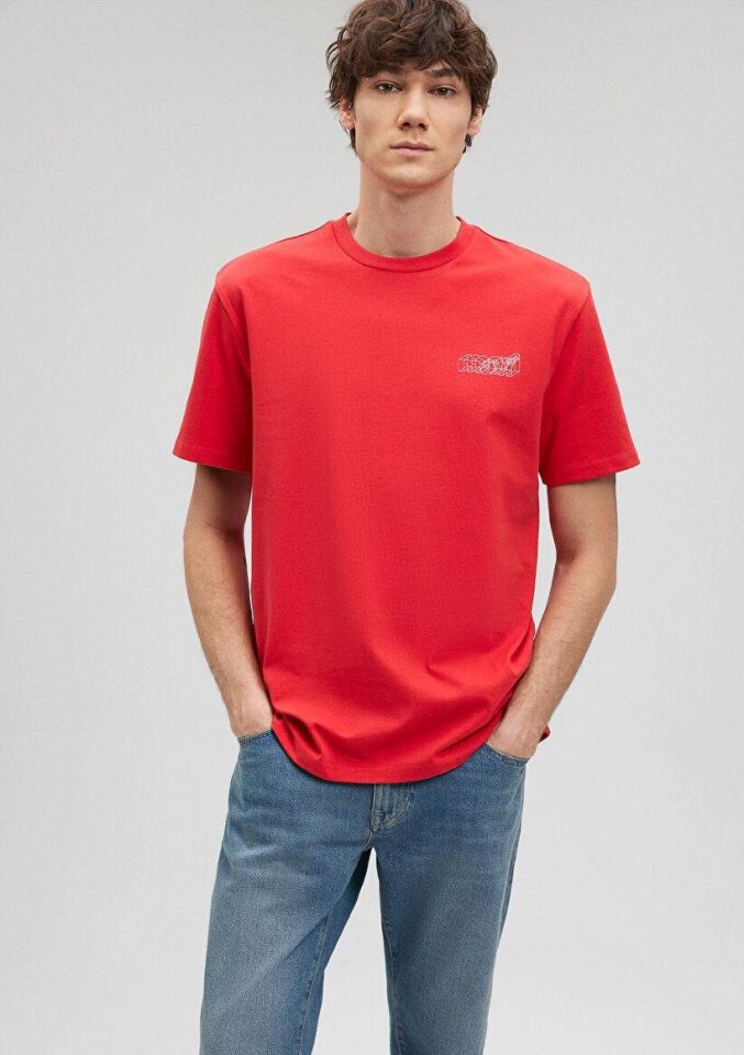 MAVİ ERKEK MAVİ BASKILI TİŞÖRT Kırmızı 0611998-70471