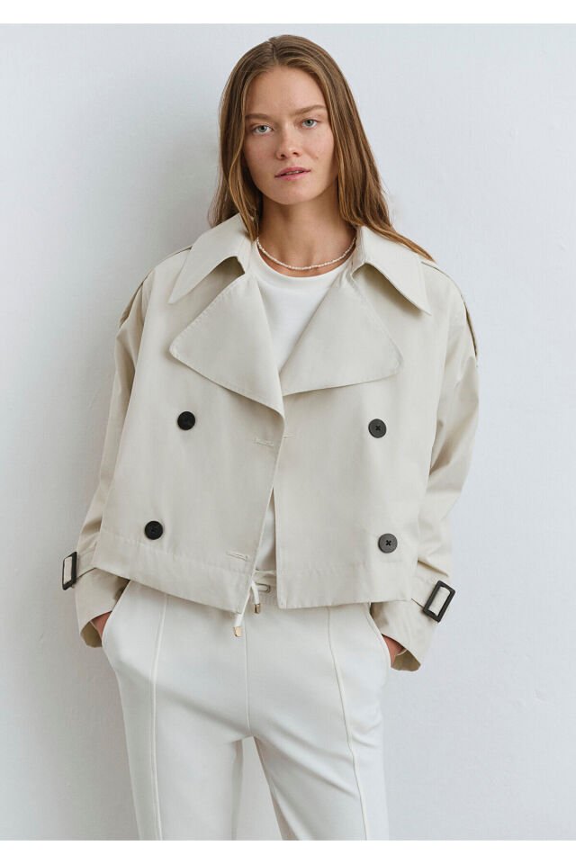 MAVİ KADIN KISA CEKET Kum Beji 1110376-70134