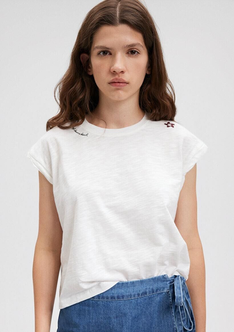 MAVİ KADIN KISA KOLLU PENYE Kırık Beyaz 1612317-70057