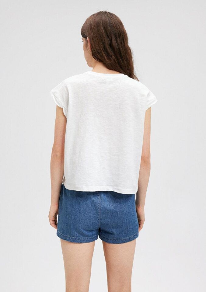 MAVİ KADIN KISA KOLLU PENYE Kırık Beyaz 1612317-70057