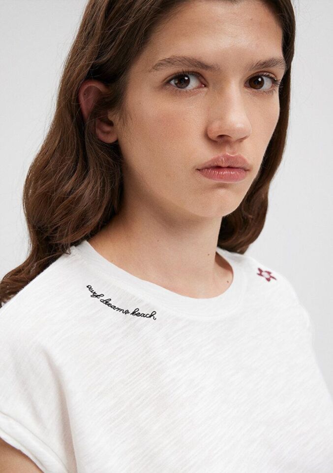 MAVİ KADIN KISA KOLLU PENYE Kırık Beyaz 1612317-70057