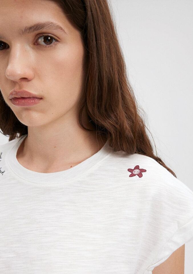 MAVİ KADIN KISA KOLLU PENYE Kırık Beyaz 1612317-70057