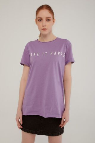 FASHİON FRİENDS  KADIN BASKILI BASİC T-SHİRT 22Y0399K1