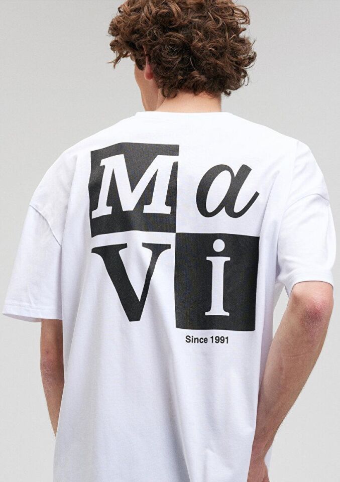 MAVİ ERKEK MAVİ BASKILI TİŞÖRT Beyaz 0612005-620