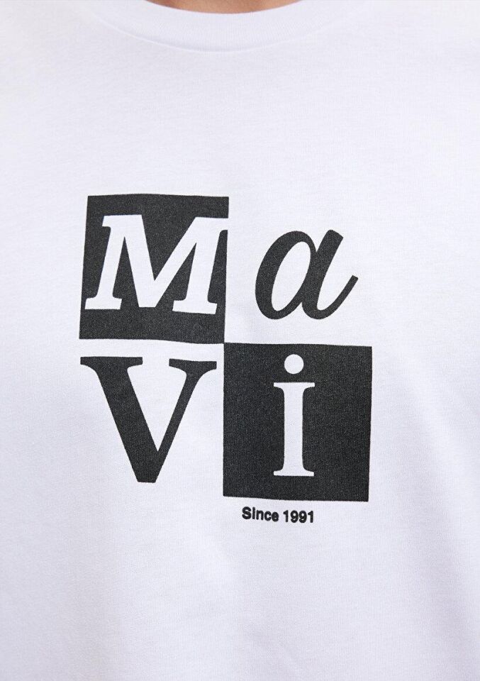 MAVİ ERKEK MAVİ BASKILI TİŞÖRT Beyaz 0612005-620