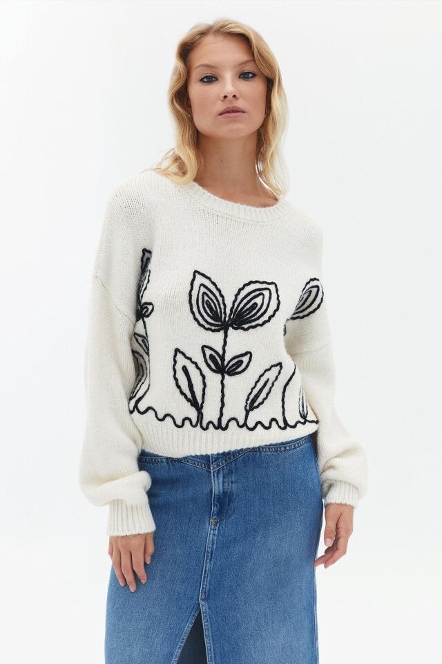 FASHION FRIENDS KADIN NAKIŞLI KAZAK 24K0038K1