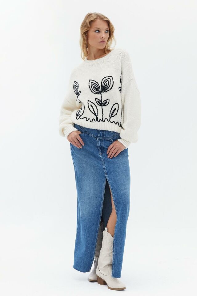 FASHION FRIENDS KADIN NAKIŞLI KAZAK 24K0038K1