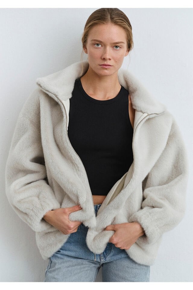 MAVİ KADIN DİK YAKA CEKET Toz Beji 1110597-70037