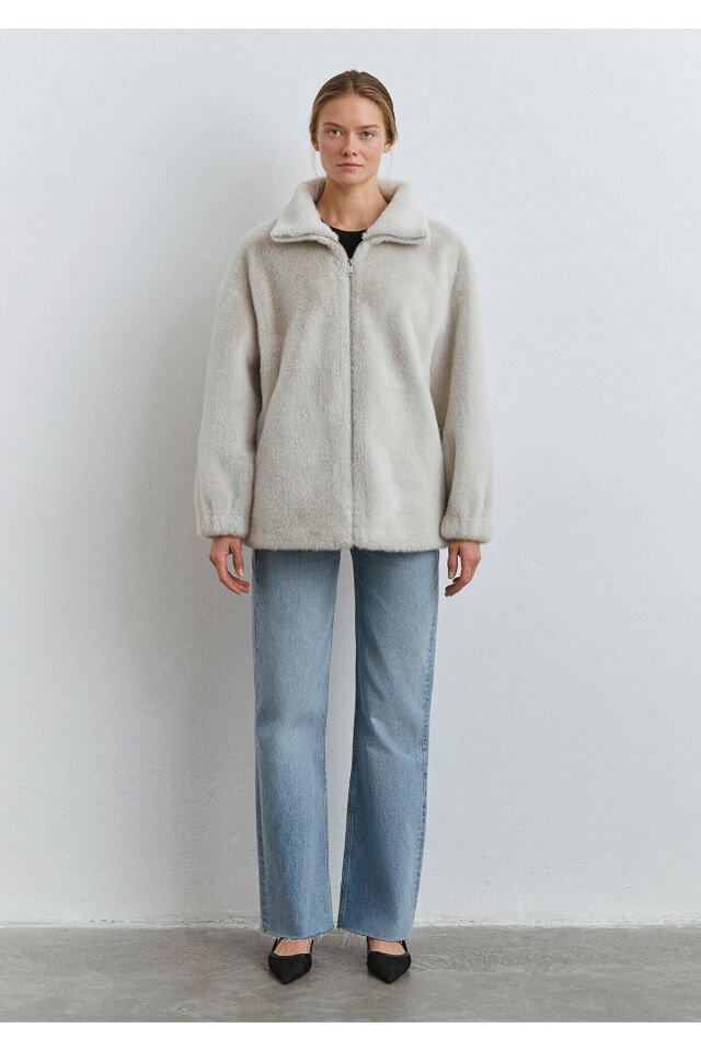 MAVİ KADIN DİK YAKA CEKET Toz Beji 1110597-70037