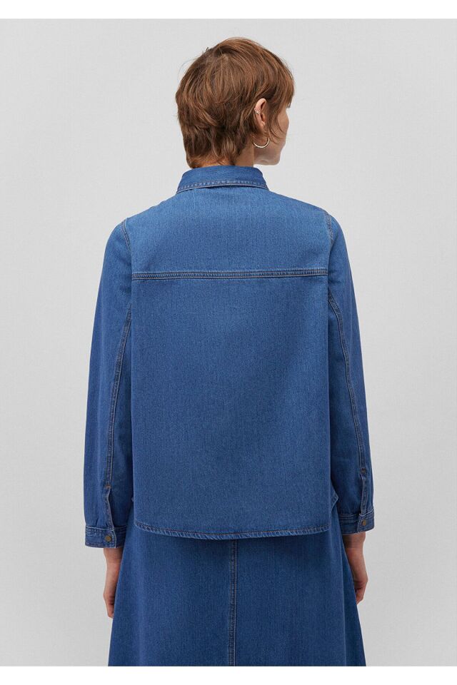 MAVİ KADIN UZUN KOLLU GÖMLEK DARK INDIGO 1210959-85481