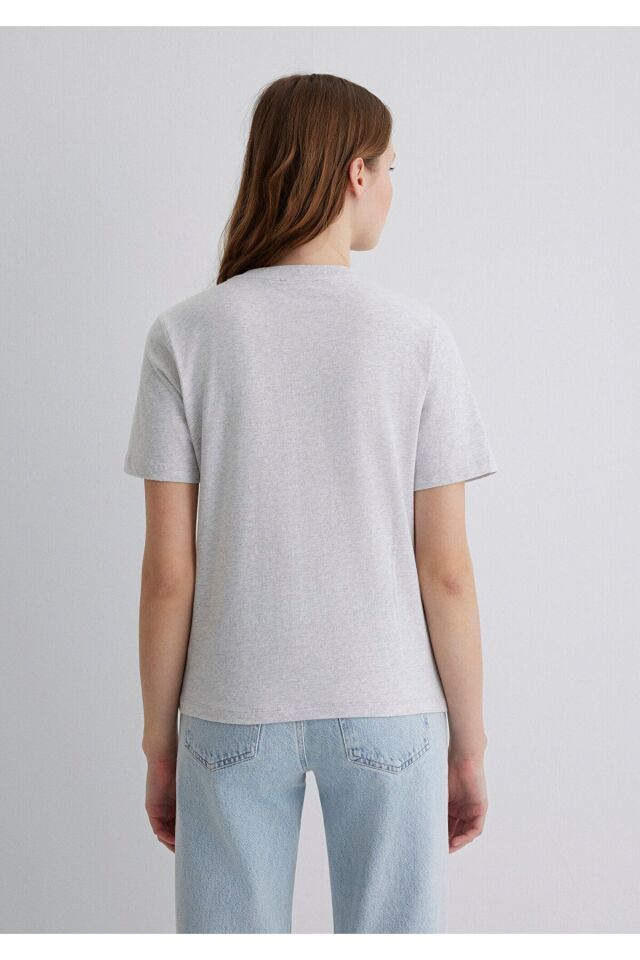 MAVİ KADIN MAVI JEANS BASKILI TİŞÖRT Light Grey Mel 1612421-87033