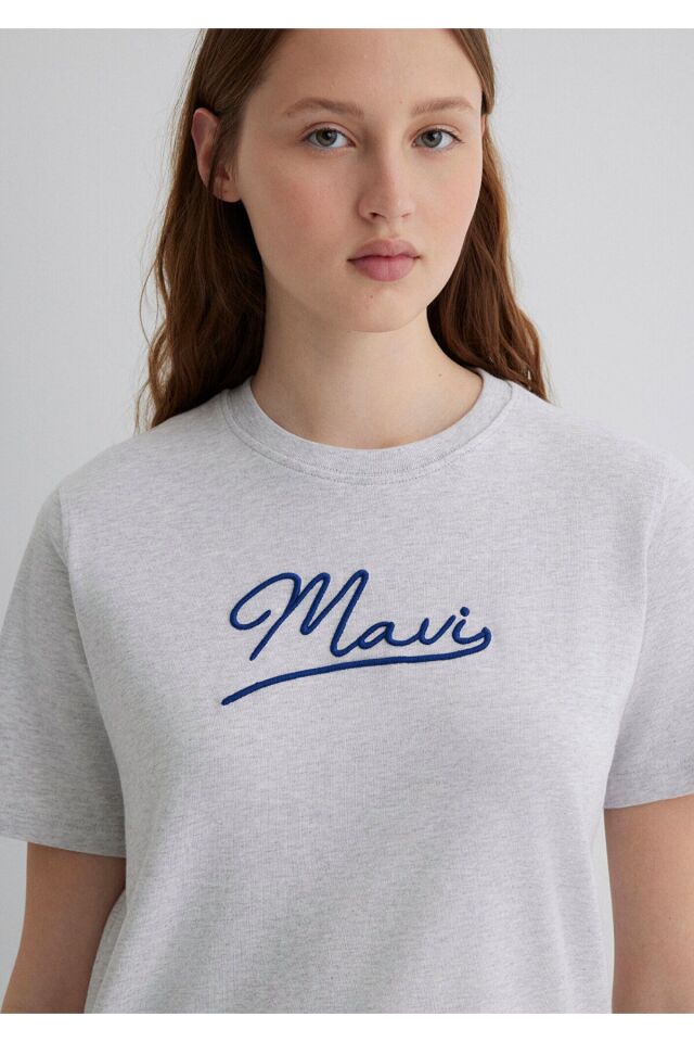 MAVİ KADIN MAVI JEANS BASKILI TİŞÖRT Light Grey Mel 1612421-87033