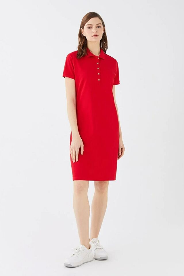 FASHION FRIENDS KADIN POLO YAKA ELBİSE 24Y0499K1