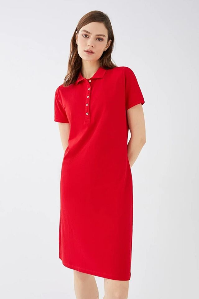 FASHION FRIENDS KADIN POLO YAKA ELBİSE 24Y0499K1