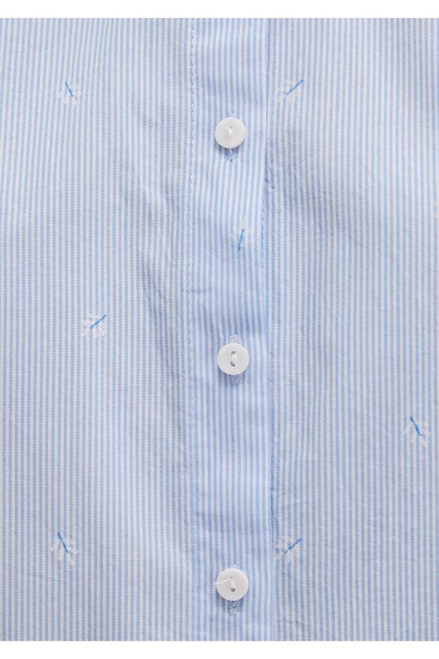 MAVİ KADIN KISA KOL GÖMLEK Stripe Print 1210060-90700