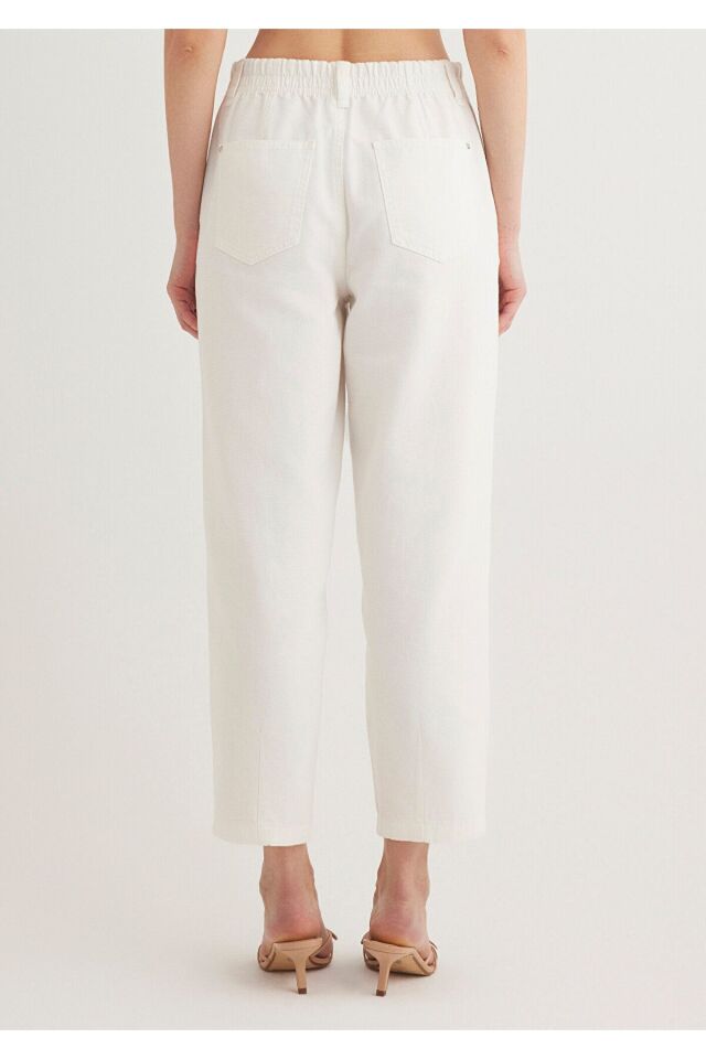 MAVİ KADIN DOKUMA PANTOLON Kırık Beyaz 1010649-70057