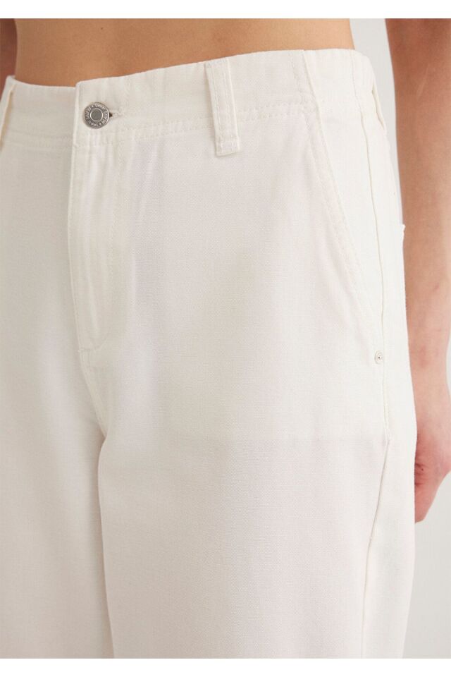 MAVİ KADIN DOKUMA PANTOLON Kırık Beyaz 1010649-70057