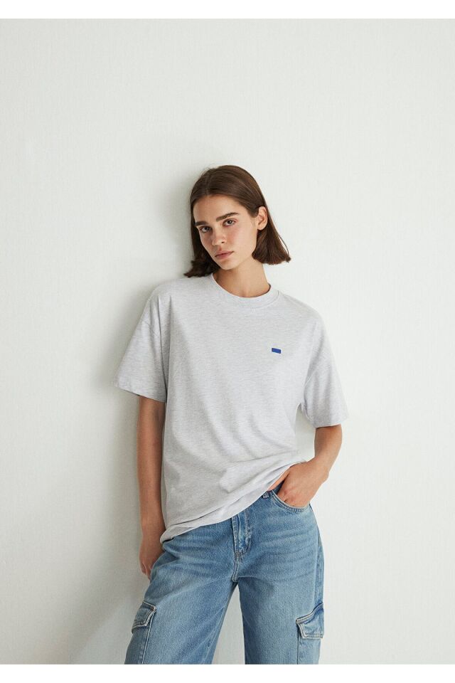 MAVİ KADIN KISA KOLLU PENYE UST  Açık Gri Melanj 1612188-80196