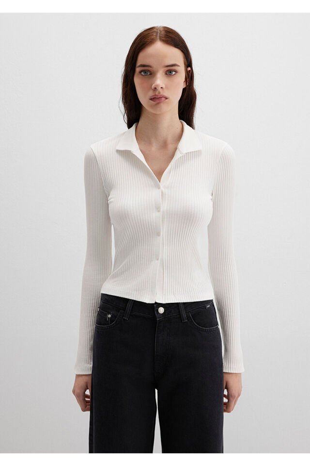 MAVİ KADIN POLO YAKA MODELLI PENYE Kırık Beyaz 1613594-70057