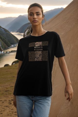 FASHION FRIENDS KADIN BASKILI T-SHİRT 24Y0262K1