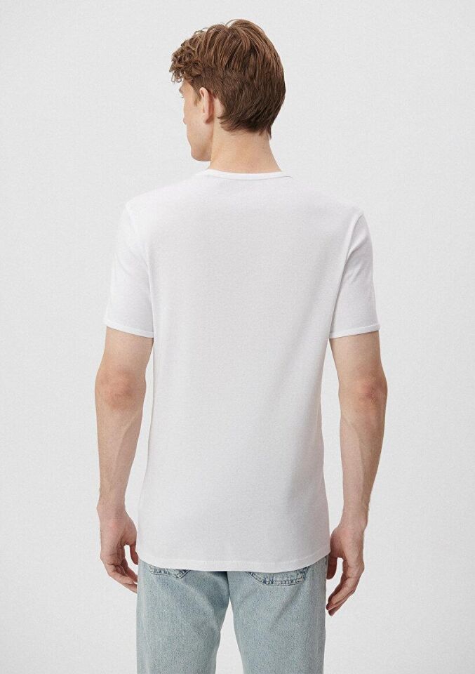 MAVİ ERKEK V YAKA TİŞÖRT  Beyaz 063748-620