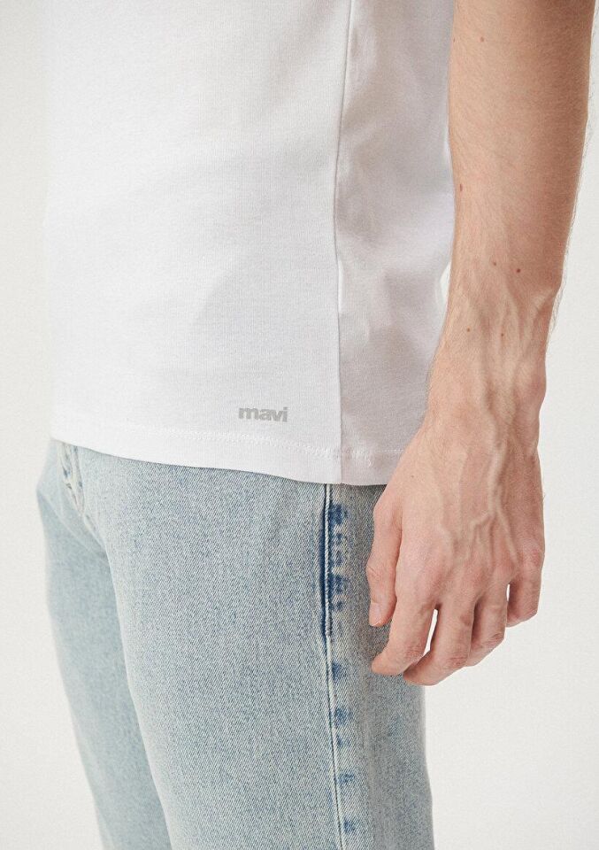 MAVİ ERKEK V YAKA TİŞÖRT  Beyaz 063748-620