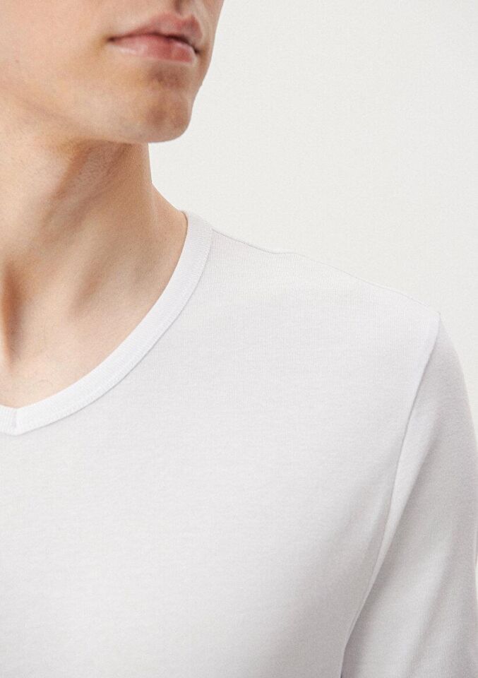 MAVİ ERKEK V YAKA TİŞÖRT  Beyaz 063748-620