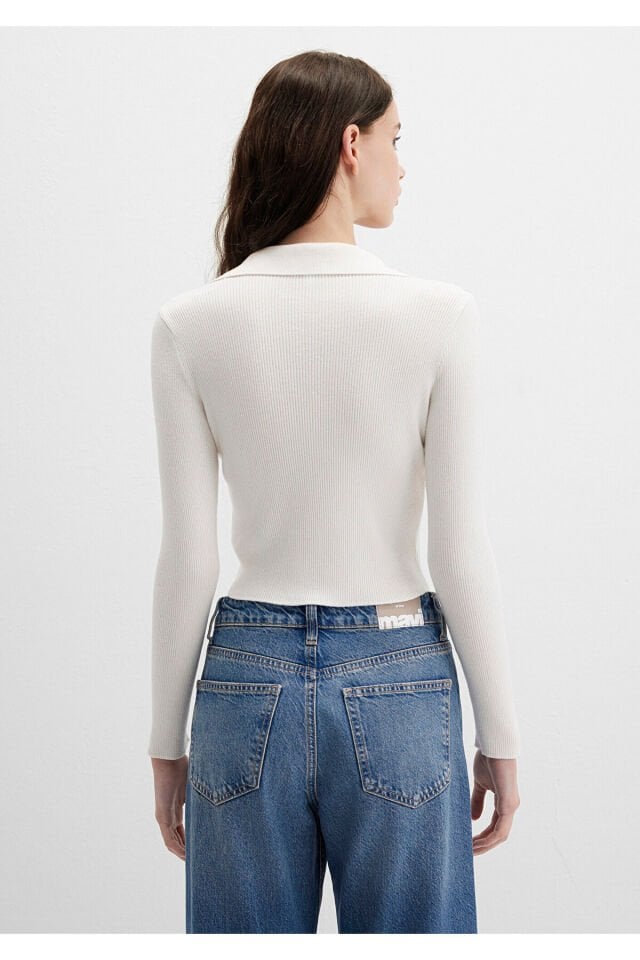 MAVİ KADIN POLO YAKA KAZAK Kırık Beyaz 1710802-70057