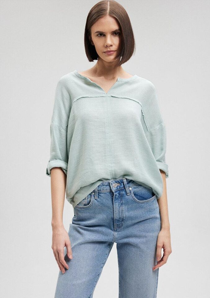 MAVİ KADIN UZUN KOLLU BLUZ Gökyüzü Yeşil 121357-70808