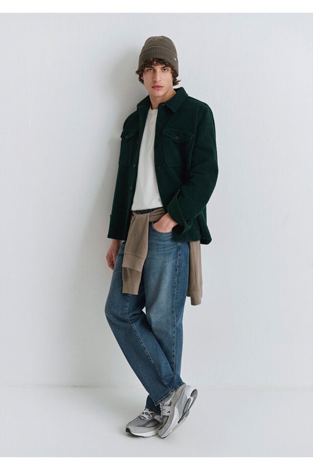 MAVİ ERKEK İKİ CEPLİ GÖMLEK Koyu Çam Yeşili 0211780-71929