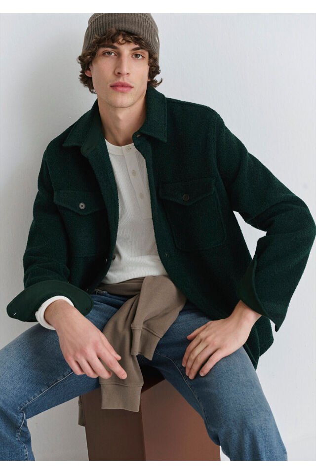 MAVİ ERKEK İKİ CEPLİ GÖMLEK Koyu Çam Yeşili 0211780-71929