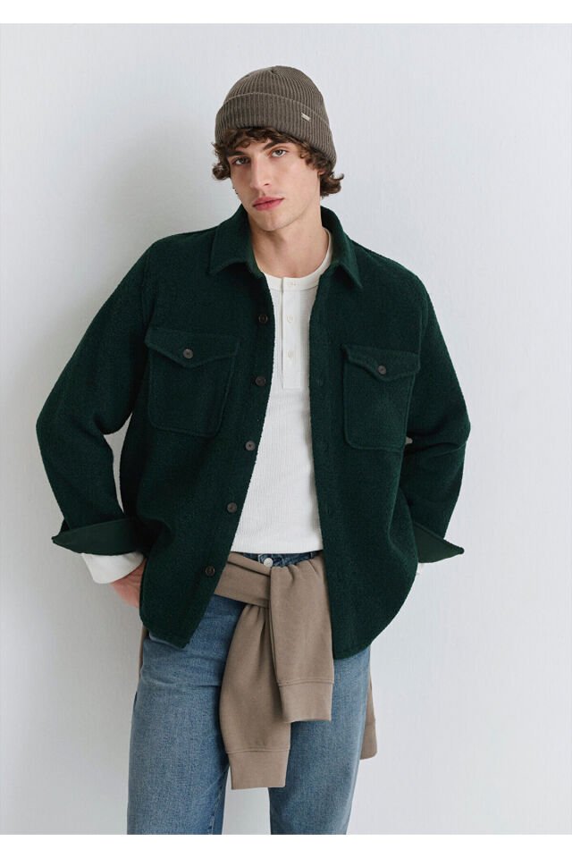 MAVİ ERKEK İKİ CEPLİ GÖMLEK Koyu Çam Yeşili 0211780-71929