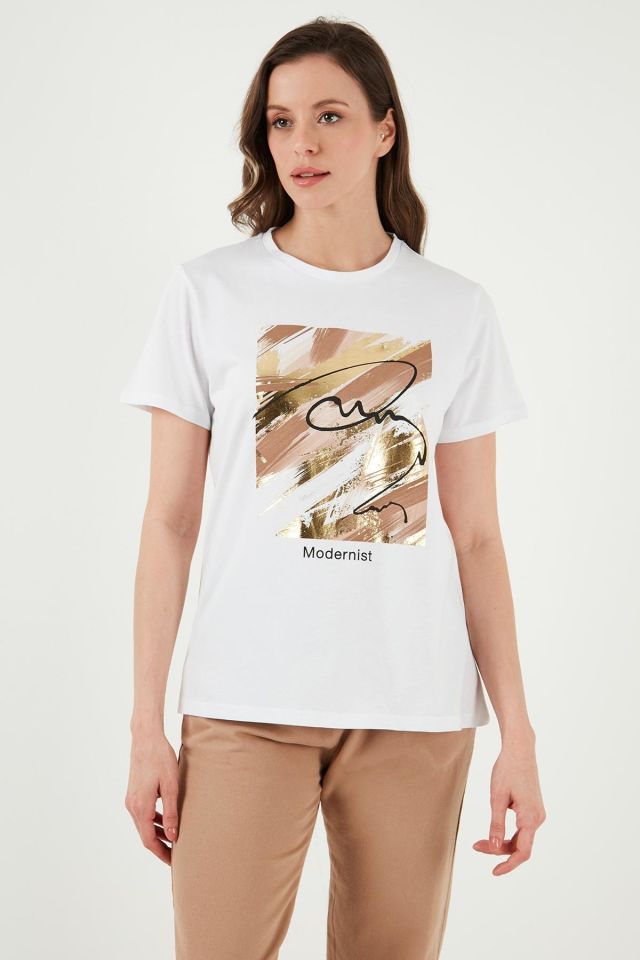 FASHION FRIENDS KADIN BASKILI T-SHİRT 24Y0698K1