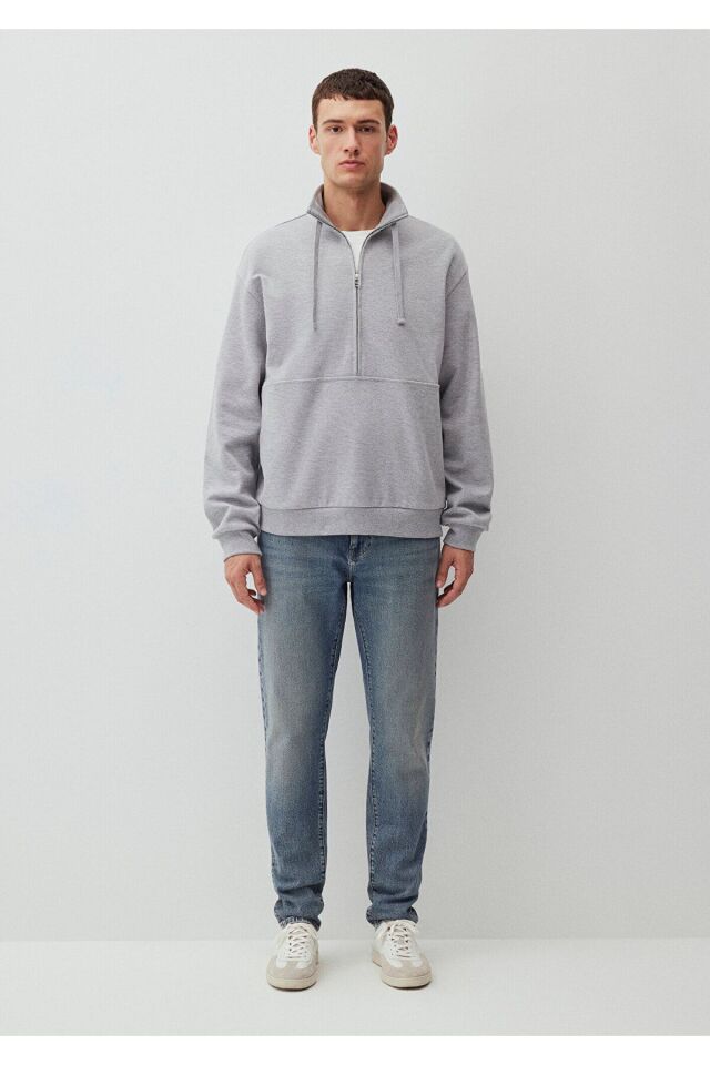 MAVİ ERKEK YARIM FERMUARLI SWEATSHIRT Açık Gri Mela 0S10263-80196