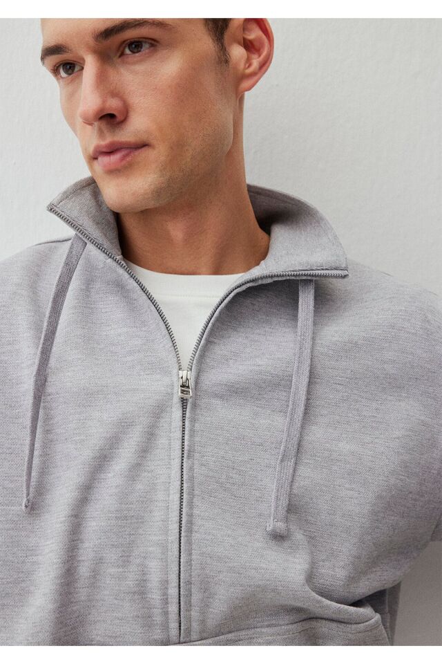 MAVİ ERKEK YARIM FERMUARLI SWEATSHIRT Açık Gri Mela 0S10263-80196