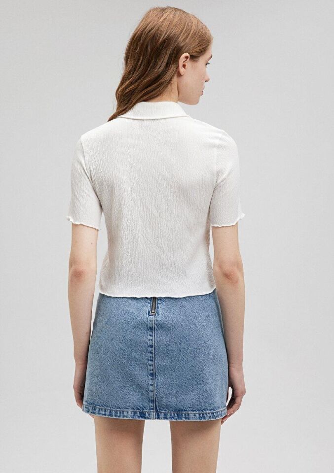 MAVİ KADIN BUTTON UP TOP Kırık Beyaz 1610873-81964